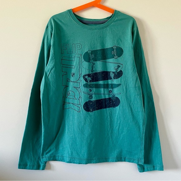 🛹 Boys Long-Sleeve T-Shirt - Printed Skateboarding Design - Blue / Teal 🛹 - Picture 4 of 6